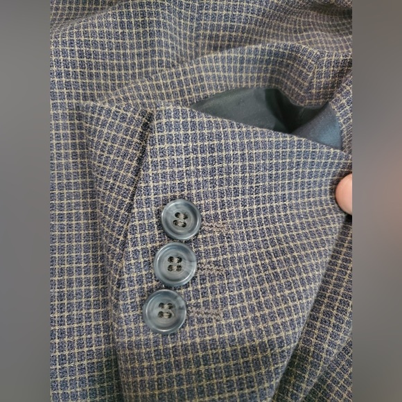 Jones New York 100% Wool Tweed Mens Graph Check Plaid Windowpane Tall Blazer 46L - Picture 4 of 8